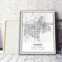 Fargo, North Dakota Modern Map Print 