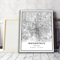 
              Indianapolis, Indiana Modern Style Map Print 
            