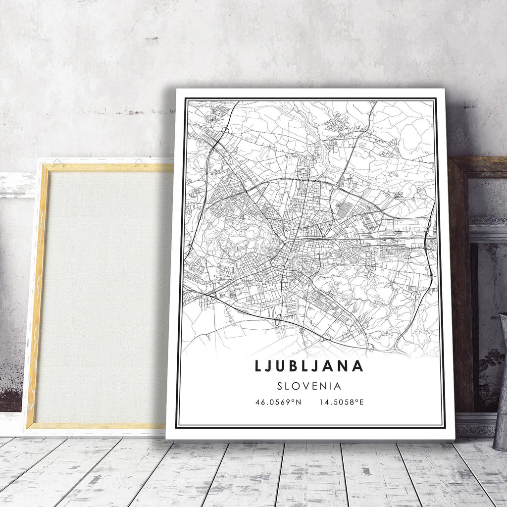 Ljubljana, Slovenia Modern Style Map Print