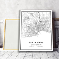 
              Santa Cruz, California Modern Map Print 
            