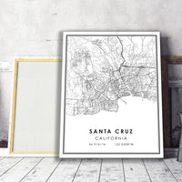 Santa Cruz, California Modern Map Print 
