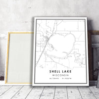 
              Shell Lake, Wisconsin Modern Map Print 
            