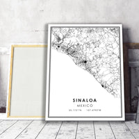 Sinaloa, Mexico Modern Style Map Print 