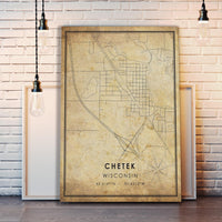 
              Chetek, Wisconsin Vintage Style Map Print 
            