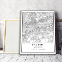 Cho Lon, Vietnam Modern Style Map Print 