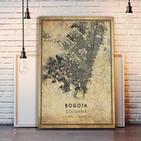 
              Bogota, Colombia Vintage Style Map Print 
            