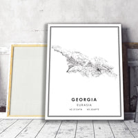 
              Georgia, Asia Modern Style Map Print 
            