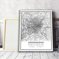 
              Greensboro, North Carolina Modern Map Print 
            