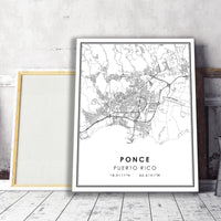 
              Ponce, Puerto Rico Modern Style Map Print 
            