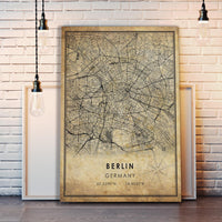 
              Berlin, Germany Vintage Style Map Print 
            