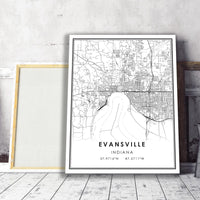 
              Evansville, Indiana Modern Map Print 
            