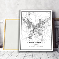 Saith George, Utan Modern Map Print 