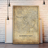 
              Schenectady, New York Vintage Style Map Print
            