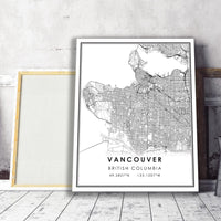 Vancouver, British Columbia Modern Style Map Print 