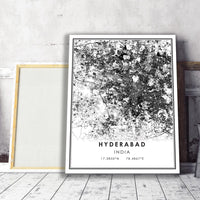 
              Hyderabad, Telangana Modern Style Map Print 
            