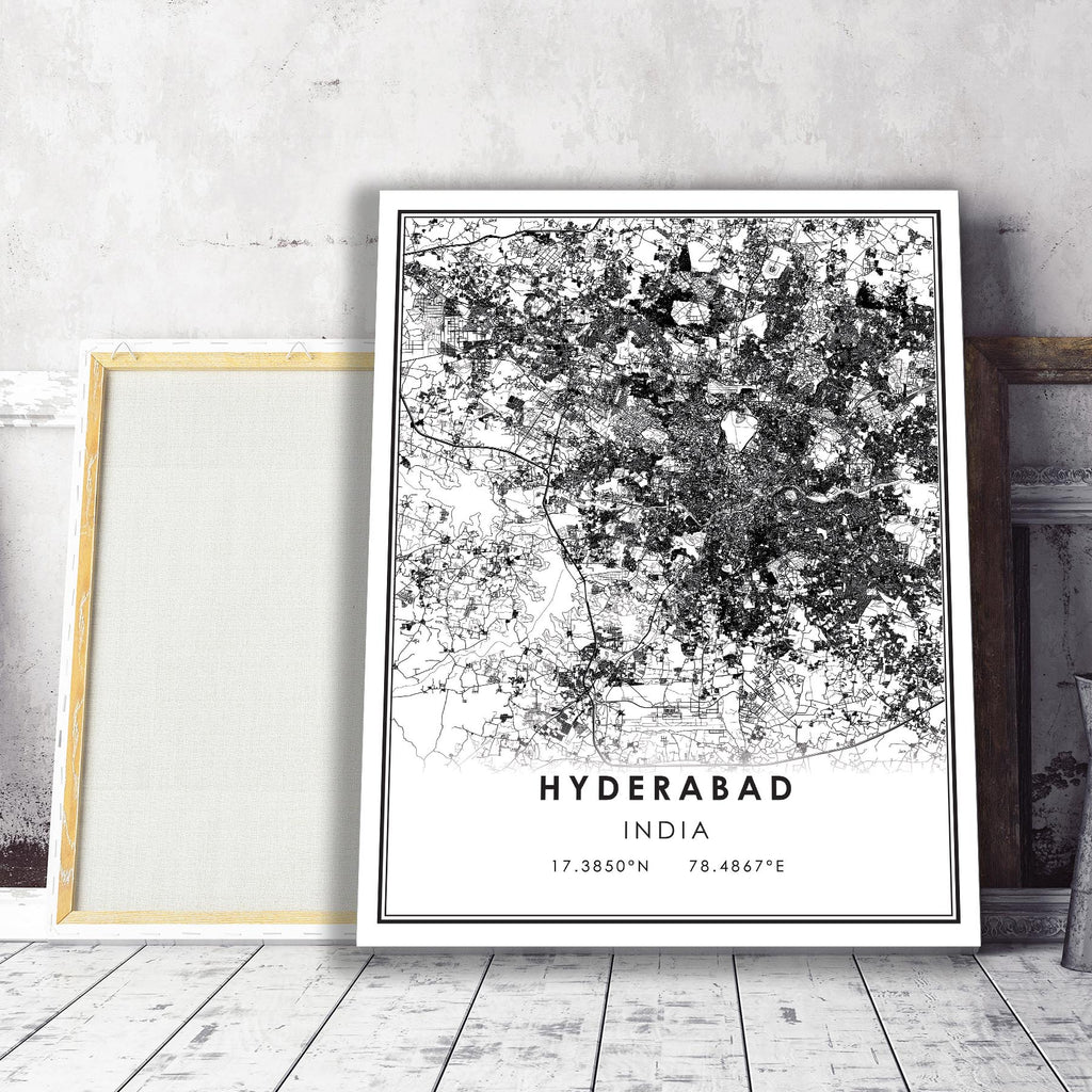 Hyderabad, Telangana Modern Style Map Print 