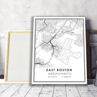 East Boston, Massachusetts Modern Map Print 