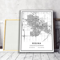 Regina, Saskatchewan Modern Style Map Print 