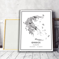 Greece, Europe Modern Style Map Print 