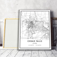 
              Cedar Falls, Iowa Modern Map Print 
            