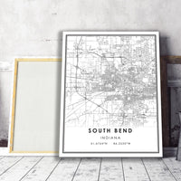 
              South Bend, Indiana Modern Map Print 
            