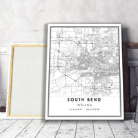 South Bend, Indiana Modern Map Print 