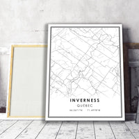 
              Inverness, Quebec Modern Style Map Print 
            