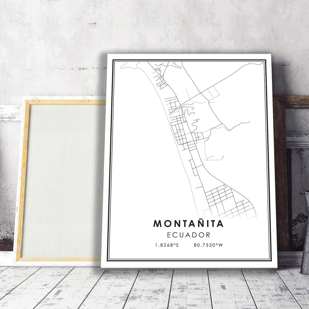 Montanita, Ecuador Modern Style Map Print 