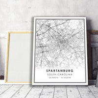 
              Spartanburg, South Carolina Modern Map Print 
            