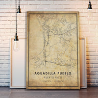 Aguadilla, Puerto Rico Vintage Style Map Print