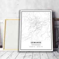 Sewanee, Tennessee Modern Map Print