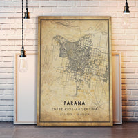 
              Parana, Entre Rios, Argentina Vintage Style Map Print 
            