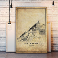 
              Alexandria, Egypt Vintage Style Map Print 
            