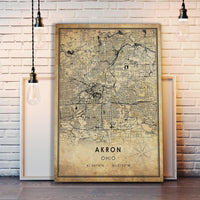 
              Akron, Ohio Vintage Style Map Print 
            