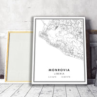 Monrovia, Liberia Modern Style Map Print 