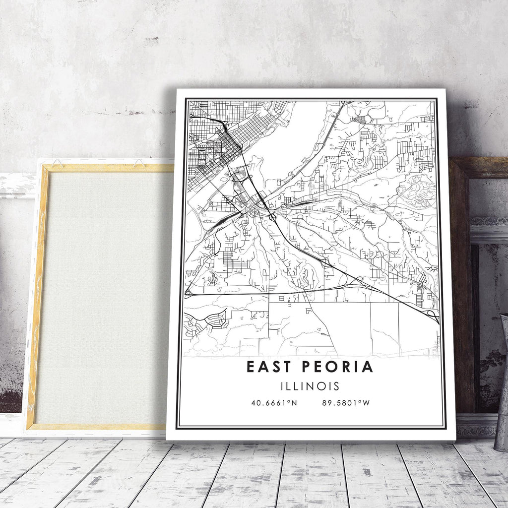 East Peoria, Illinois Modern Map Print 