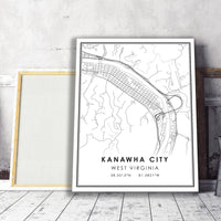 Kanawha City, West Virginia Modern Map Print  