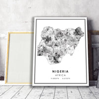 
              Nigeria, Africa Modern Style Map Print 
            
