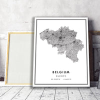 
              Belgium, Europe Modern Style Map Print 
            