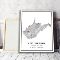 
              West Virginia, United States Modern Style Map Print 
            