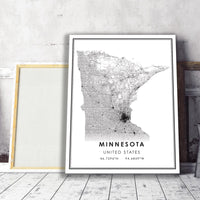 
              Minnesota, United States Modern Style Map Print
            