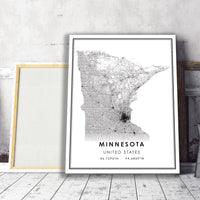 Minnesota, United States Modern Style Map Print
