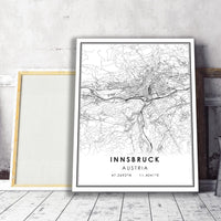 
              Innsbruck, Austria Modern Style Map Print
            