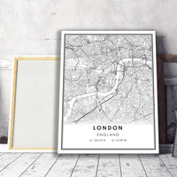 London, England Modern Style Map Print 