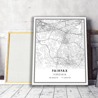 Fairfax, Virginia Modern Map Print 