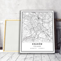 
              Krakow, Poland Modern Style Map Print
            