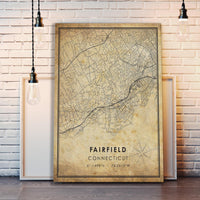 
              Fairfield, Connecticut Vintage Style Map Print 
            