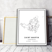 
              Saint Martin, Caribbean Modern Style Map Print 
            