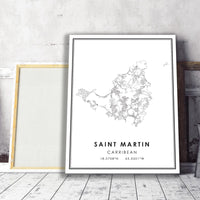 Saint Martin, Caribbean Modern Style Map Print 