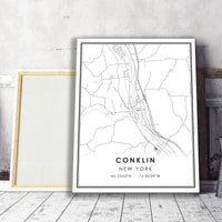 
              Conklin, New York Modern Map Print 
            